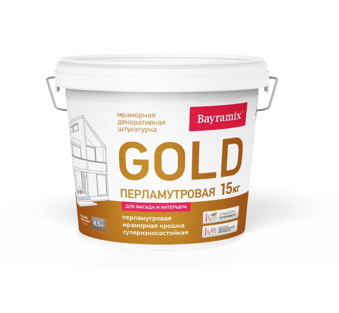 Байрамикс Мраморная штукатурка GOLD Mineral 15 кг GR 061, для наружных работ, защитно-декоративная, износостойкая