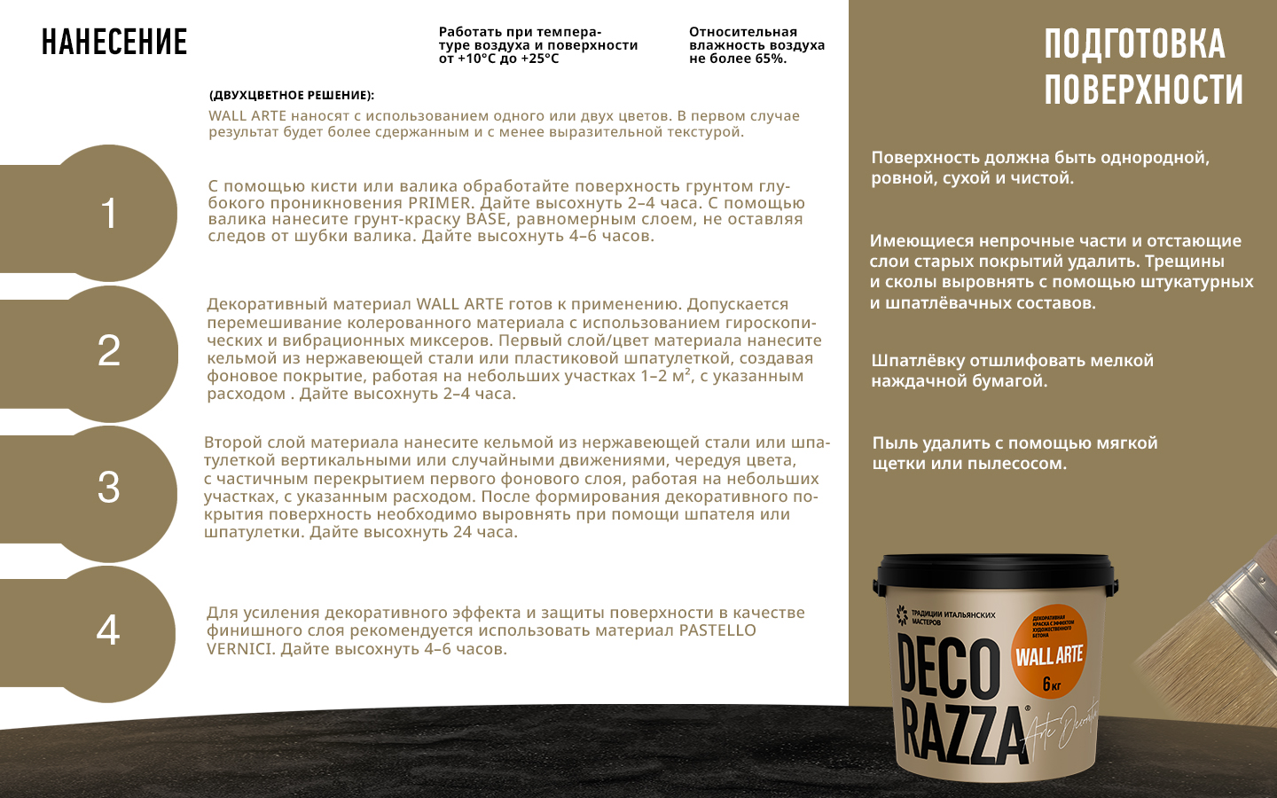 колер Декоративное покрытие с эффектом бетона WALL ARTE Decorazza 6 кг, защитно-декоративная, колеруемая для стен и потолков