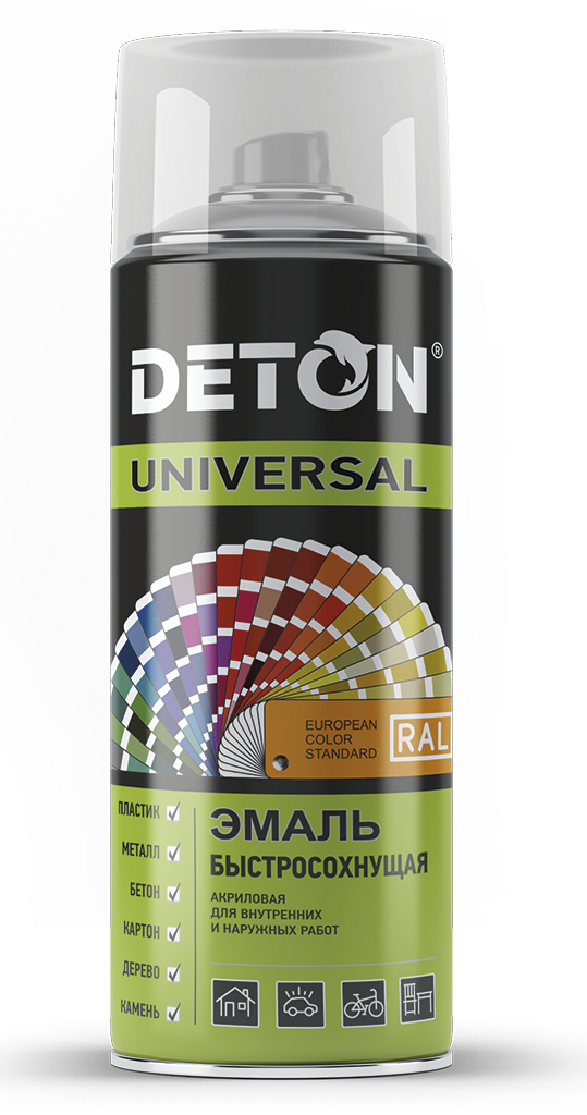 Аэрозоль Deton для металлочерепицы акриловая Графитовый серый ral 7024 Аэрозоль 520 мл Deton: для фасада и для наружных работ