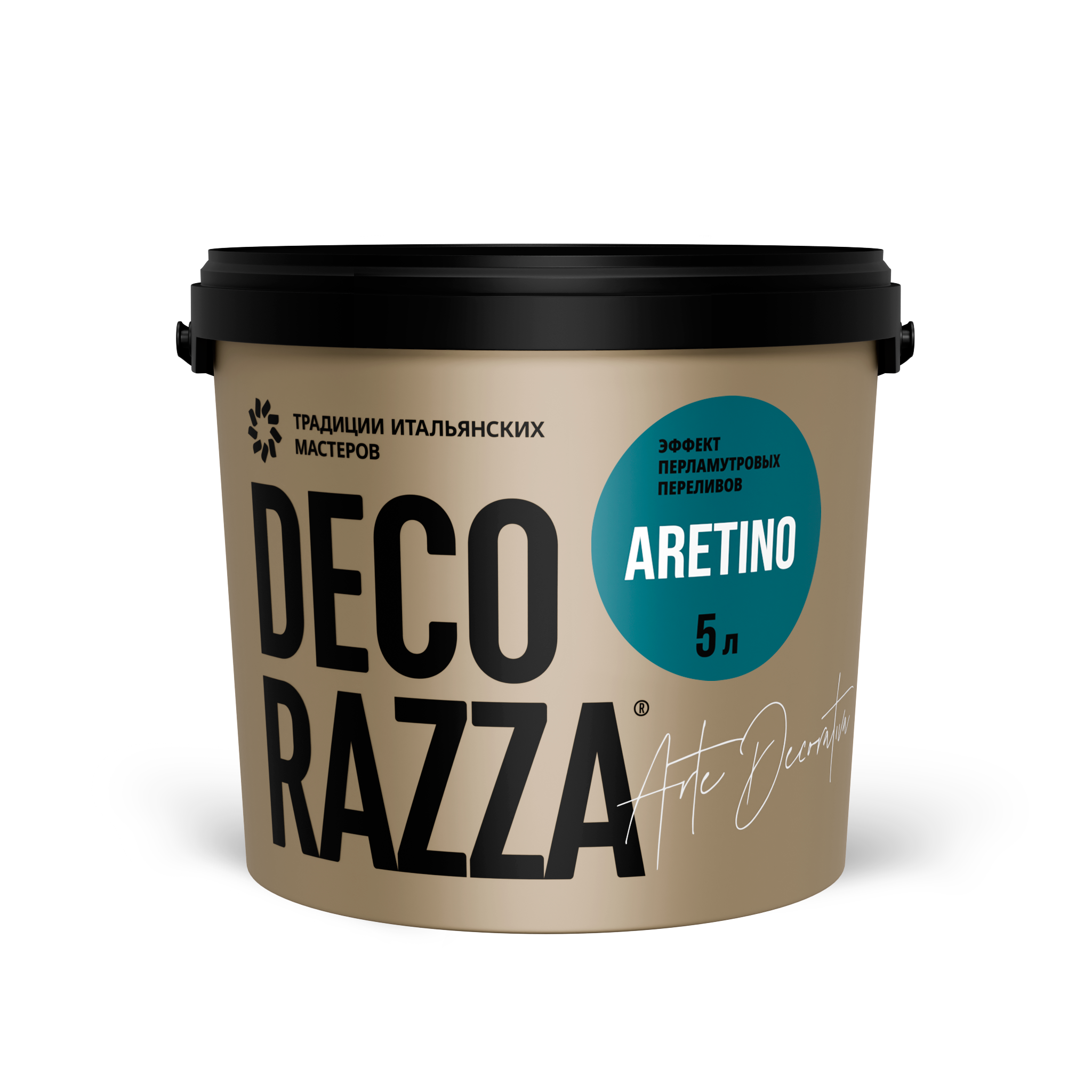 Decorazza Декоративная краска ARETINO, 5 л, Argento, для внутренних работ, Декораца Аретино