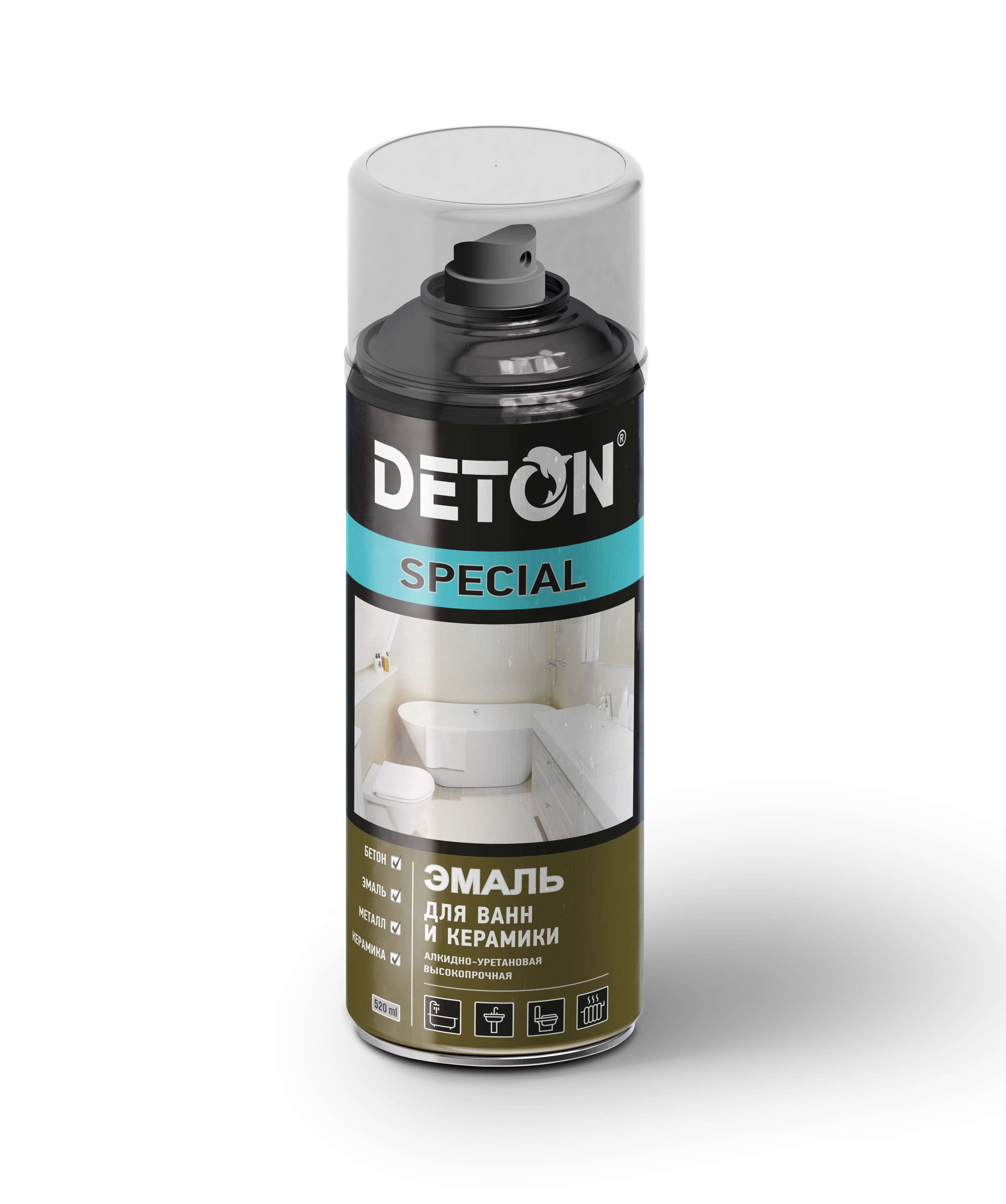 Deton Аэрозоль для ванн и керамики Deton Special, Аэрозоль 520 мл, оттенок Белый, защитно-декоративная для универсального применения