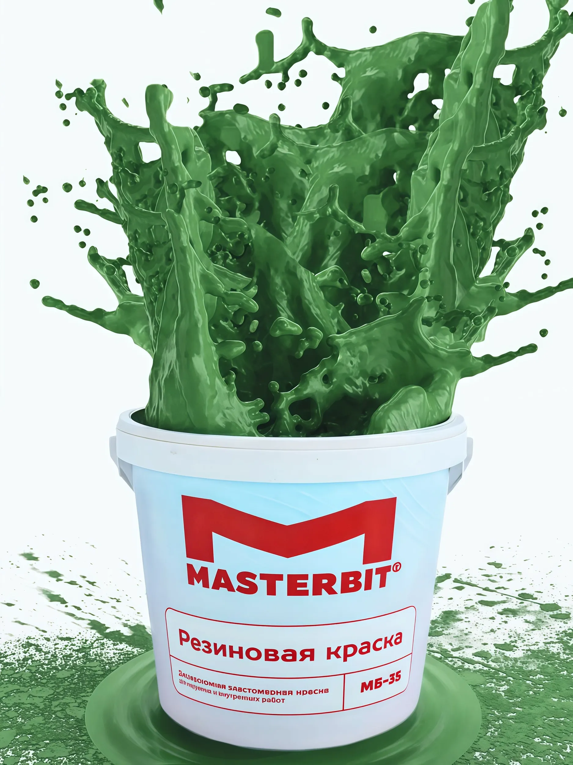 Резиновая краска универсальная МБ-35 ELASTIQ, 3 кг, Зеленая трава — Мастербит для дом и приусадебное хозяйство, для фасада
