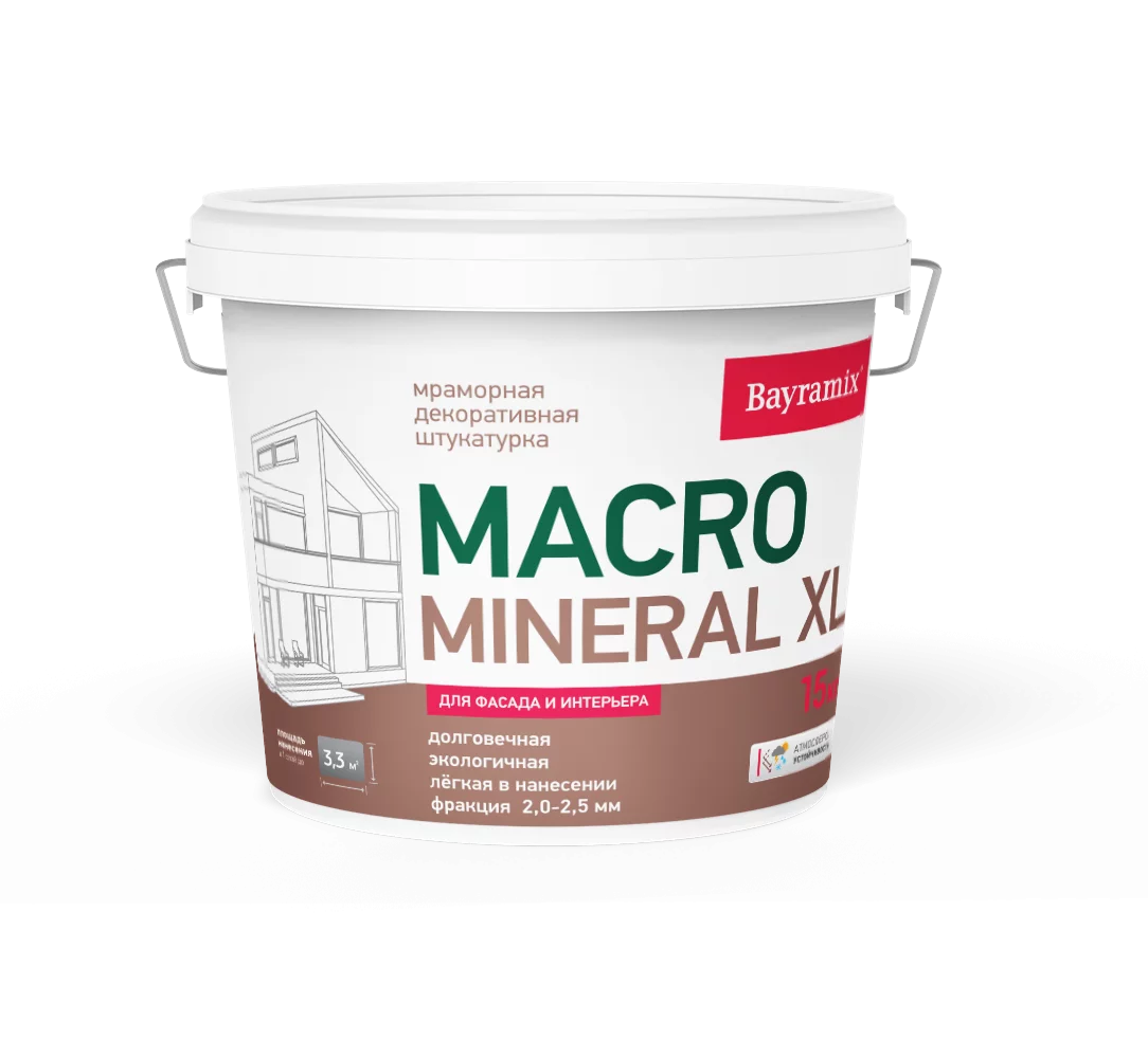 Байрамикс Мраморная штукатурка MACRO Mineral, 15 кг, оттенок XL 1048, защитно-декоративная, износостойкая для наружных работ