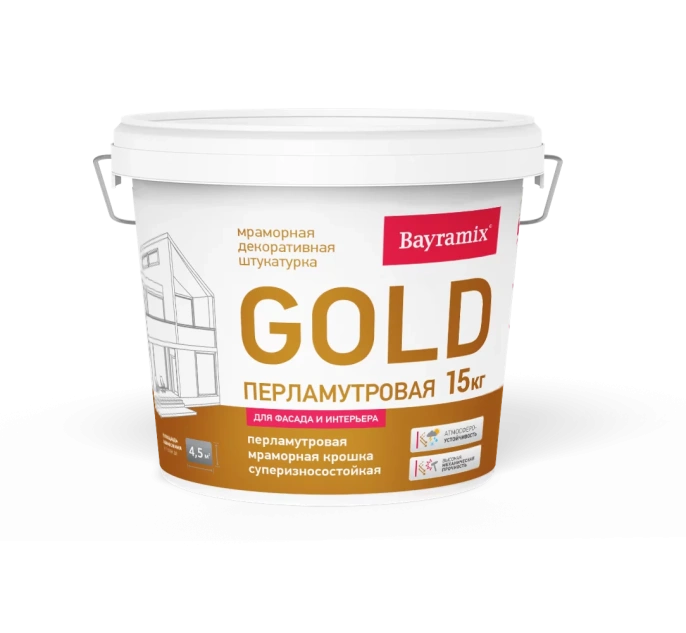 Байрамикс Мраморная штукатурка GOLD Mineral 15 кг GR 061, для наружных работ, защитно-декоративная, износостойкая