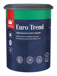 Интерьерная краска для обоев и стен EURO TREND — лакокрасочное покрытие Tikkivala, Белый, 9л, для минеральных оснований