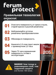 Эмаль-грунт FERUMPROTECT-205 глянцевая алкидная ferumprotect, цвет Черный, фасовка 0,8 кг: для наружных работ, по штукатурке