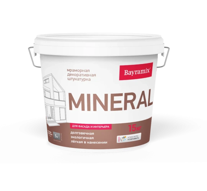 Байрамикс Мраморная штукатурка Mineral средний, 15 кг, оттенок 492, защитно-декоративная, износостойкая для наружных работ