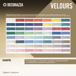 Декоративное покрытие VELOURS, 6 кг, Argento — Decorazza для дизайн интерьеров, для внутренних работ, Декораца Велюрс Аргенто