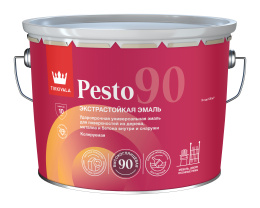 Эмаль универсальная PESTO 90 (глянц) Tikkivala 9 л, Основа C - для колеровки в насыщенные тона, профессиональное покрытие по штукатурке