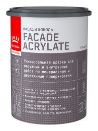 Фасадная краска Facade Acrylate (гл/мат) Основа C - для колеровки в насыщенные тона 0,9 л Tikkivala: для фасада и для наружных работ