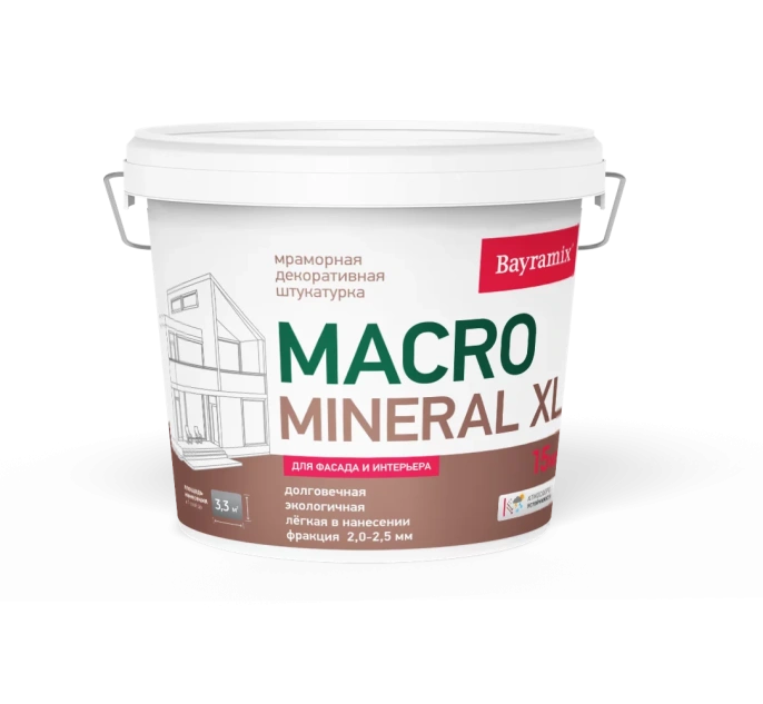 Байрамикс Мраморная штукатурка MACRO Mineral, 15 кг, оттенок XL 1048, защитно-декоративная, износостойкая для наружных работ