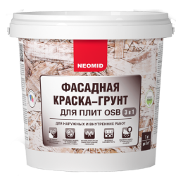 Фасадная Краска-Грунт для плит OSB 3 в 1 NEOMID, 7 кг, Белый, Неомид - биозащита, грунтовочное покрытие и матовая фасадная краска для ОСБ