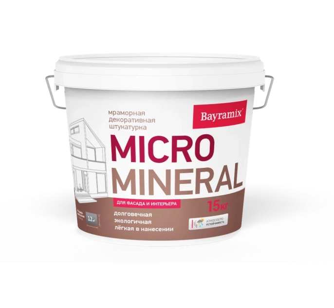 Мраморная штукатурка MICRO Mineral, 15 кг, 611 — Bayramix для строительства, для фасада